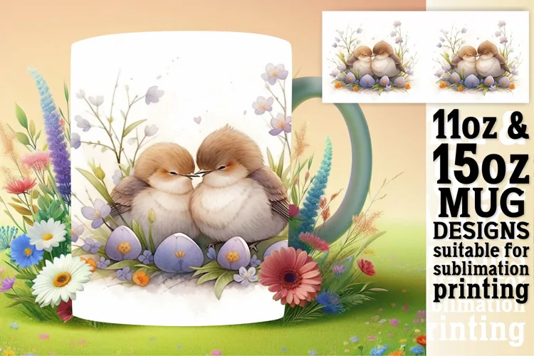 Watercolor Bird Parade on Mugs