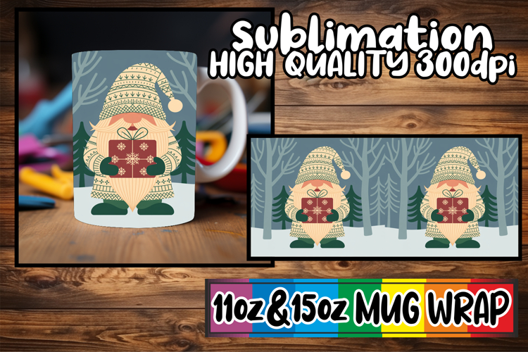 Dreamy vibes 11oz 15oz sublimation wrap, Gnomes