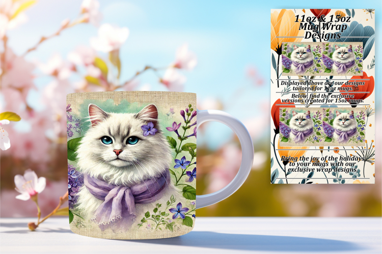 Dynamic 11oz Mug Wrap Png Template , Cute Cat