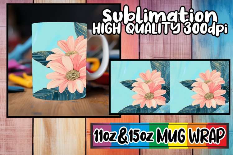 Breathtaking style sublimation 11oz 15oz mug wrap, Flower