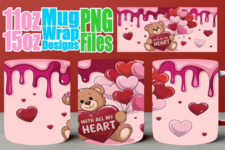 Radiant mornings 11oz 15oz sublimation wrap, Love Bear