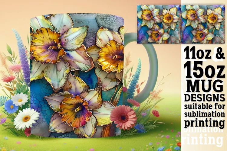 Vibrant Spring Blossom Fantasy Mug Wrap: 3D Sublimation