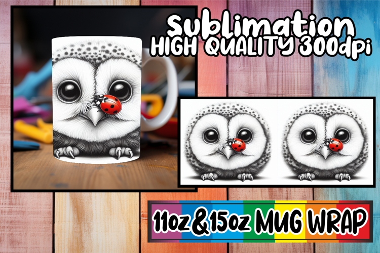 Cheerful thoughts 11oz 15oz sublimation wrap, Cute Animals