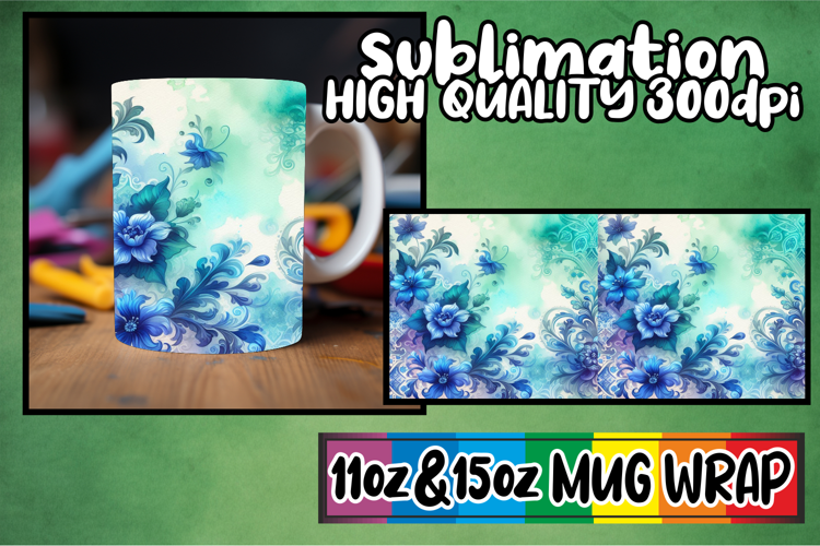 Radiant mornings sublimation mug wrap, Watercolor Pattern