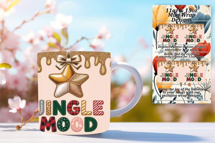 Artistic 11oz Mug Wrap Png Template , Holiday