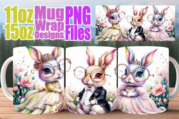 Enchanting thoughts sublimation mug wrap, Easter Bunny example image 1