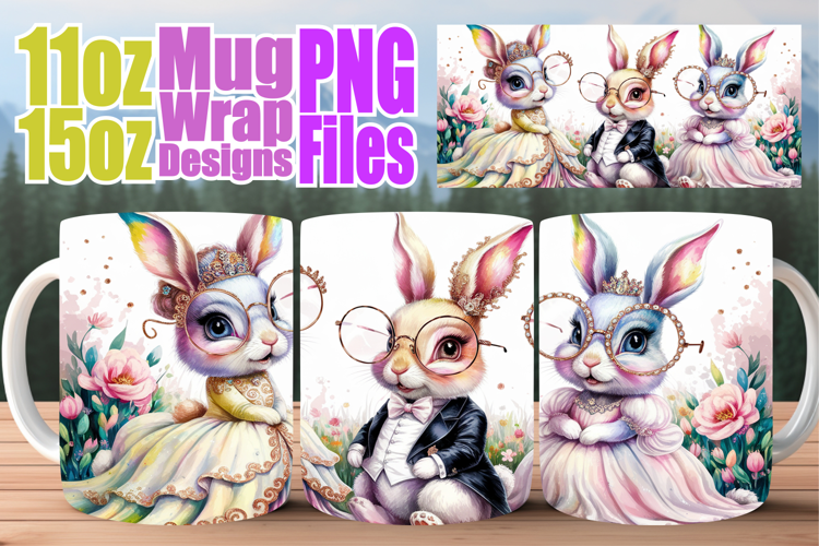 Enchanting thoughts sublimation mug wrap, Easter Bunny
