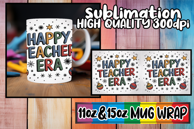 Inspiring mornings 11oz 15oz sublimation wrap, Teacher