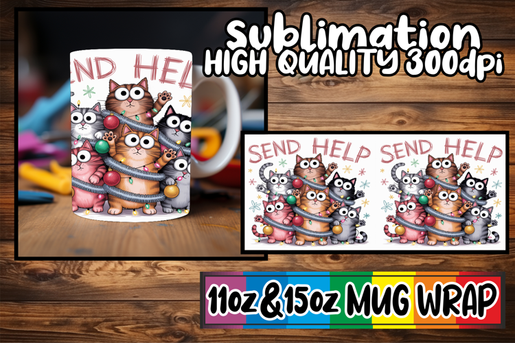 Enchanting evenings 11oz 15oz mug wrap, Funny Cat