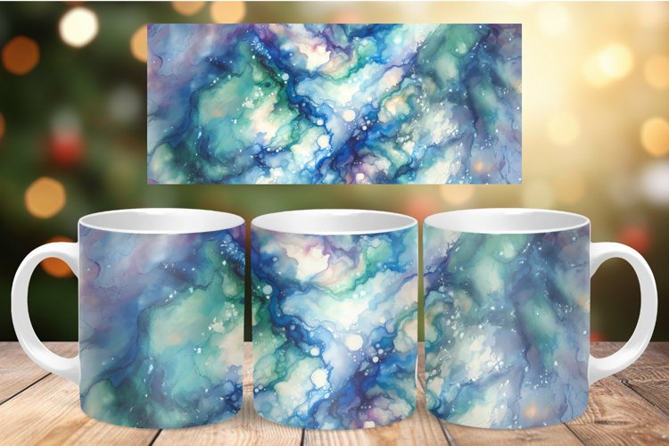 Mug Wrap Sublimation - watercolor marble example image 1
