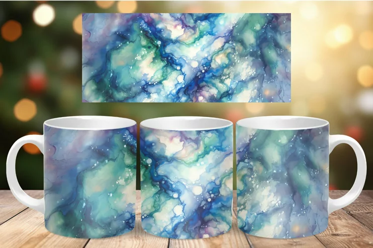 Mug Wrap Sublimation - watercolor marble