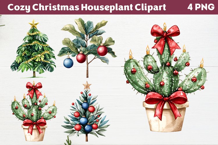 Cozy Christmas Houseplant Clipart PNG