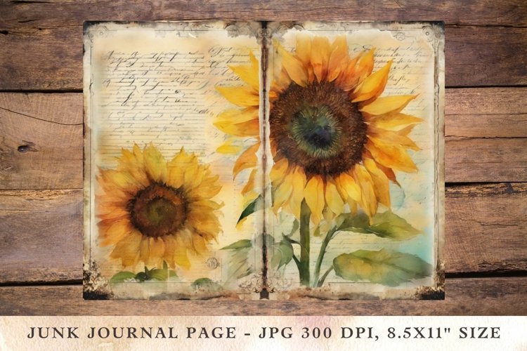 Printable Junk Journal Pages sunflower 11 example image 1