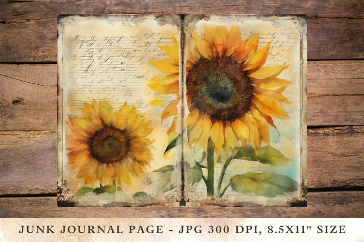 Printable Junk Journal Pages sunflower 11