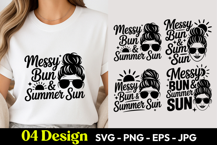Messy Bun Summer Sun SVG PNG