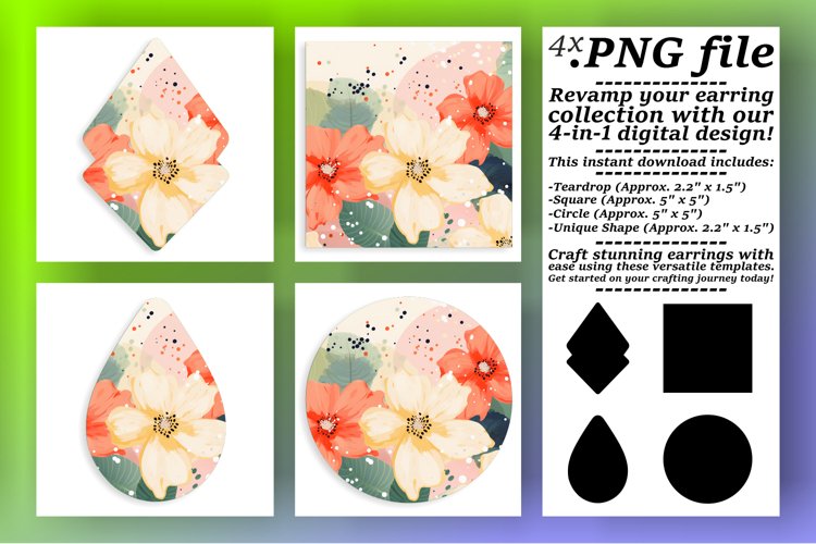 Boho Floral Fusion: Sublimation Earring Collection example image 1