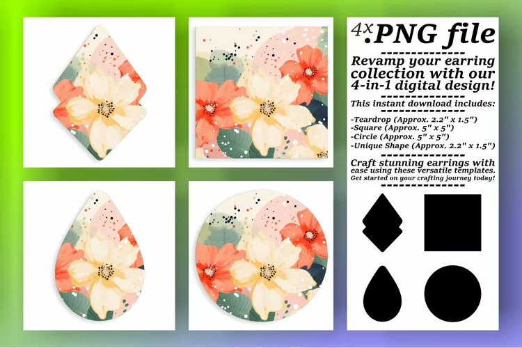 Boho Floral Fusion: Sublimation Earring Collection