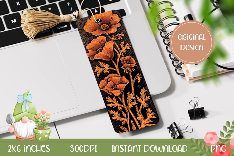 Printable Floral Bookmark, Cartoon Flowers Bookmark PNG