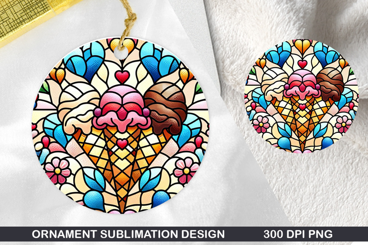 Cupcakes Stained Glass Ornament PNG, Digital Download File