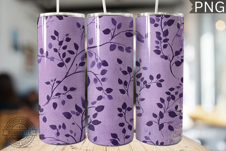 Purple Floral Tumbler Wrap - High Quality 300 Dpi