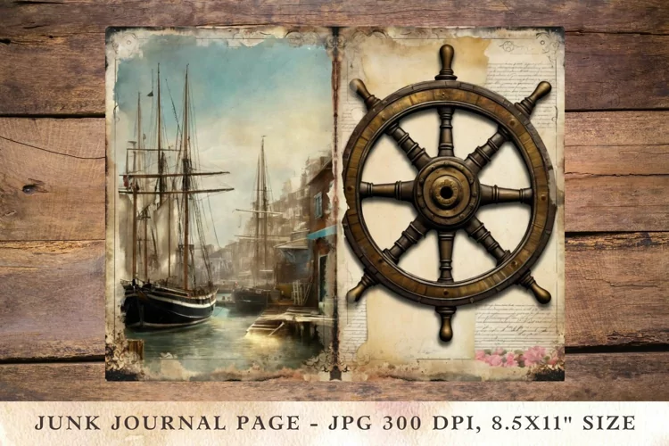 Printable Junk Journal Pages nautical ship 2