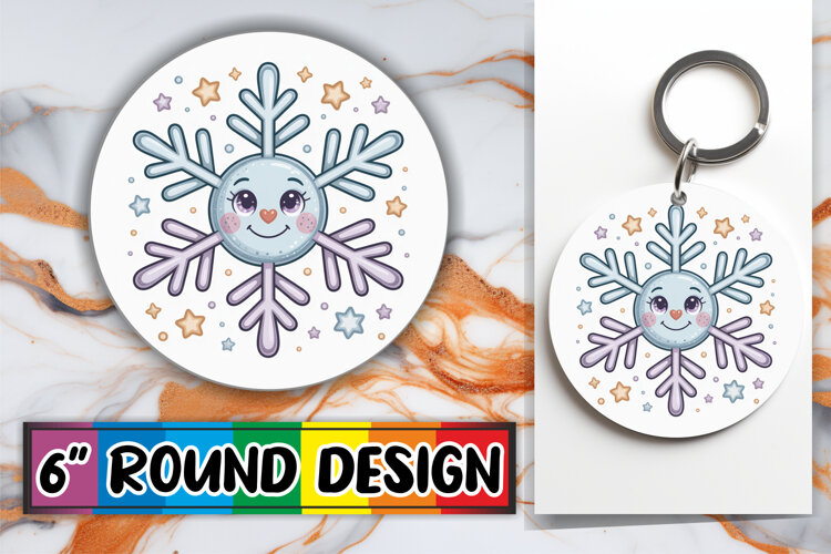 Radiant Circle Sublimation Keychain, Cute Christmas example image 1