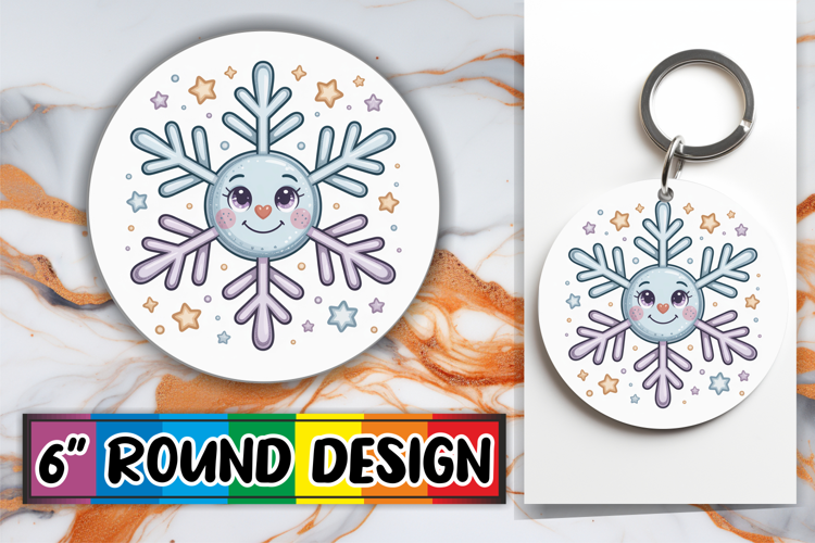 Radiant Circle Sublimation Keychain, Cute Christmas