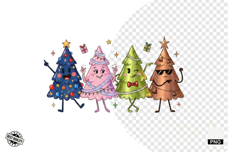 Cartoonish Christmas Trees Clipart example image 1
