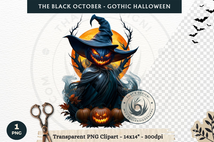 The Black October Gothic Halloween Clipart, Horror character