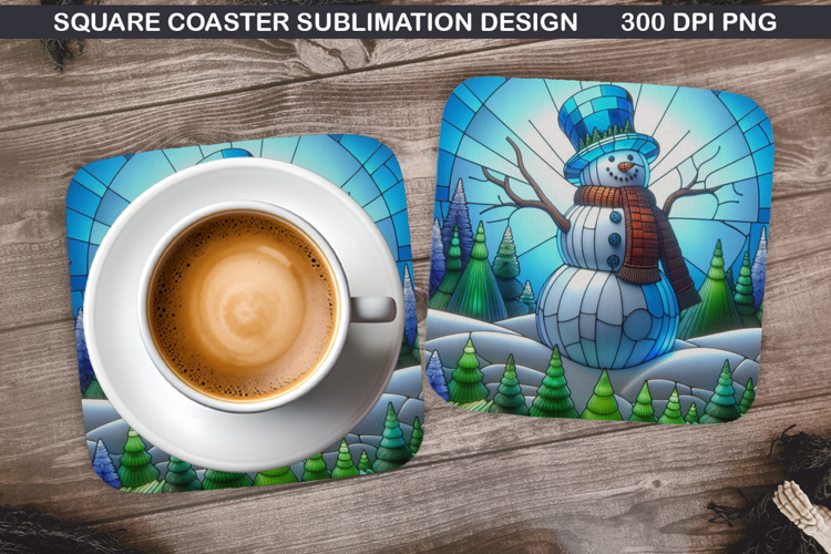 Snowman Coaster Sublimation, Christmas Coaster PNG Design