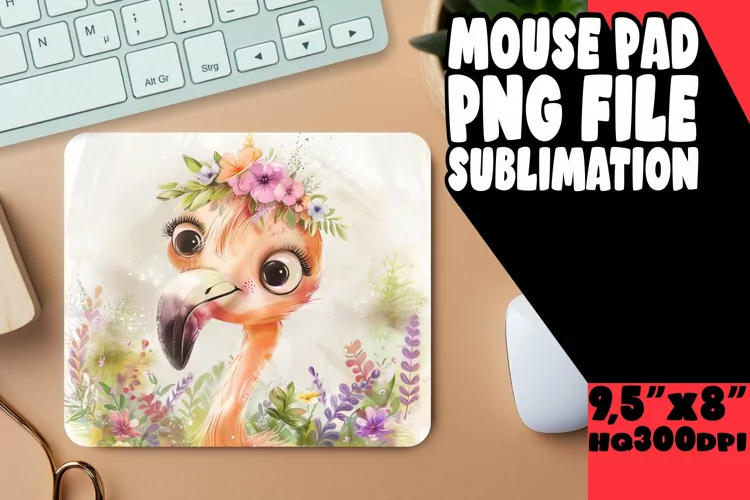 Spring Watercolor Flamingo Mouse Pad Design