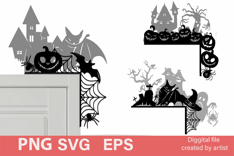 Corners on the door svg, gnomes door Halloween svg, decor