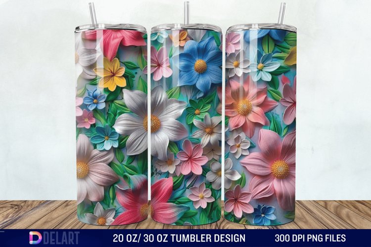 3D Painted Flower Tumbler Wrap example image 1
