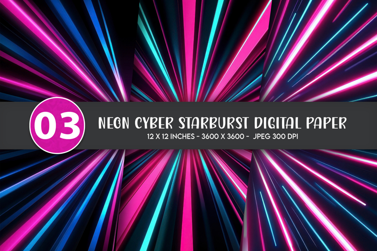 Neon Cyber Starburst Digital Paper