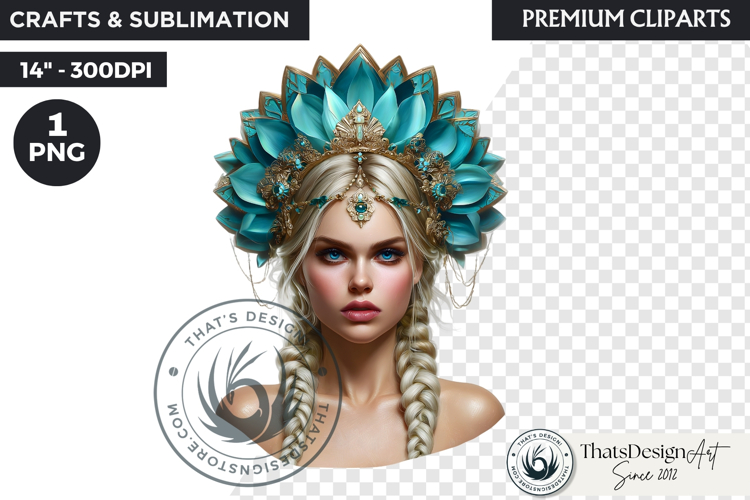 Royal Lotus Princess Fantasy Goddess Floral Clipart