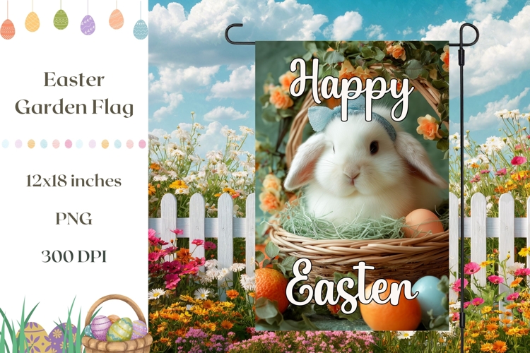 Easter Basket Garden Flag, Spring Garden Flag Template