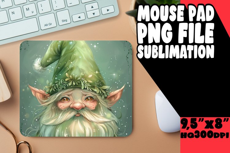Sweet Serenity: Watercolor Gnome Mouse Pad Design example image 1