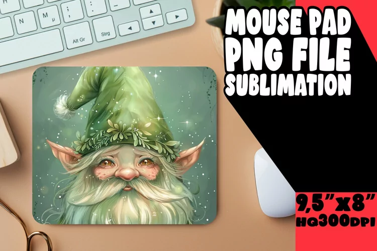 Sweet Serenity: Watercolor Gnome Mouse Pad Design