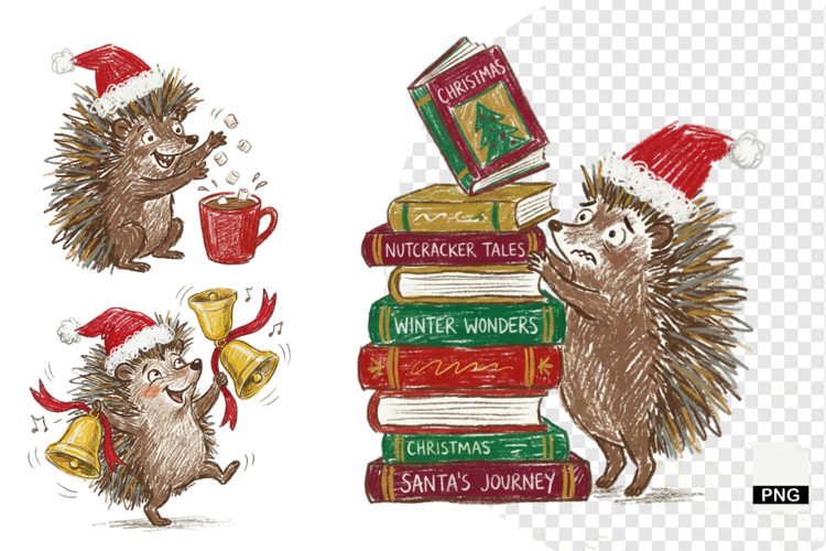 Christmas Hedgehog Clipart