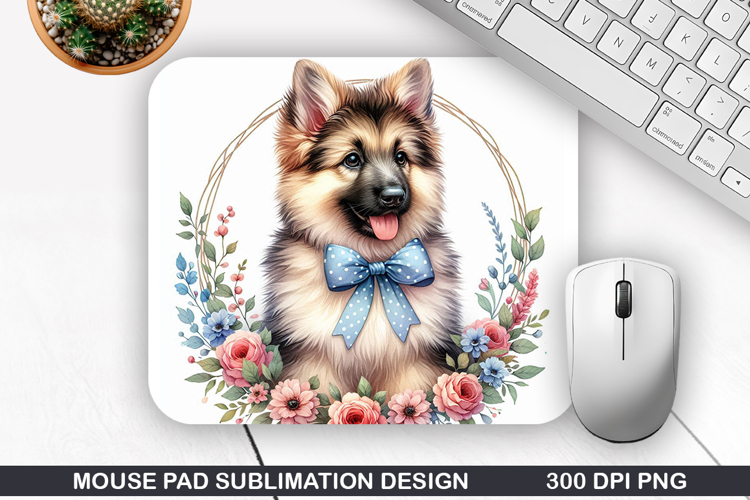 Dog Flower Mouse Pad Sublimation, Animals Mouse Pad PNG