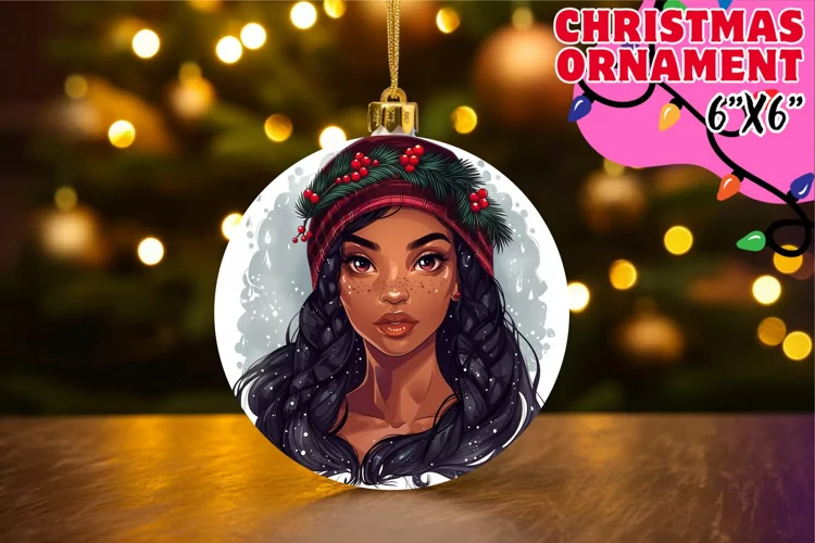 Sweet Keychain Round Design, Xmas Girl