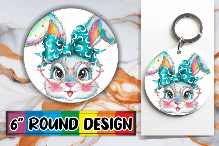 Cheerful Round Design Sublimation, Easter Bunny example image 1
