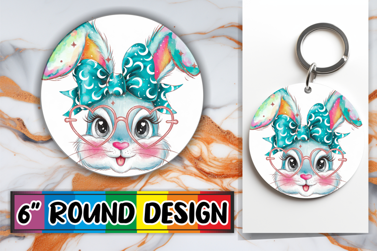 Cheerful Round Design Sublimation, Easter Bunny