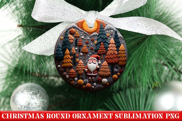 Christmas Round Ornament PNG | Santa | Sublimation | PNG