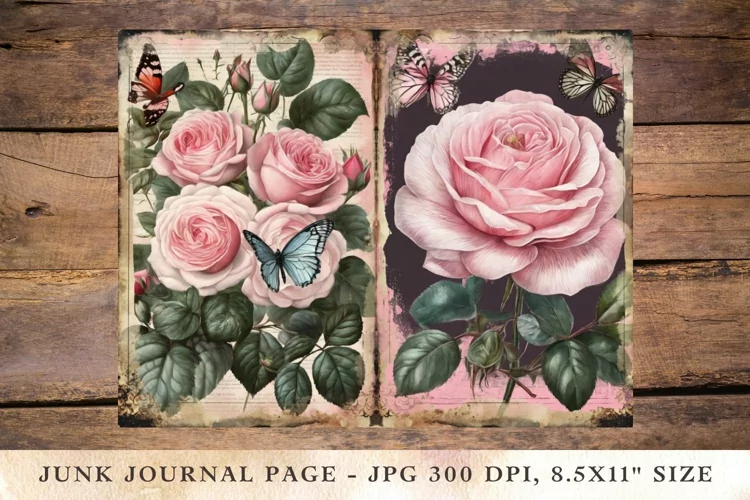 Printable Junk Journal Pages roses flower 3