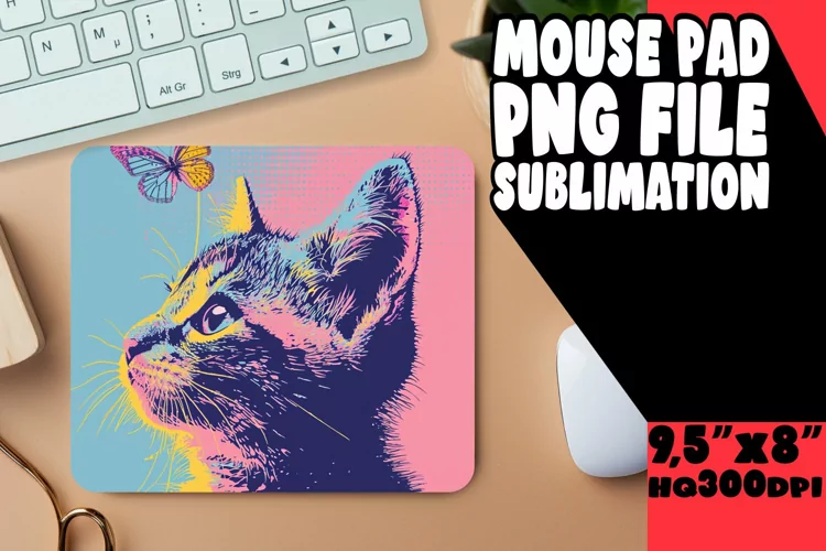 Cheerful Cat Design Mouse Mat