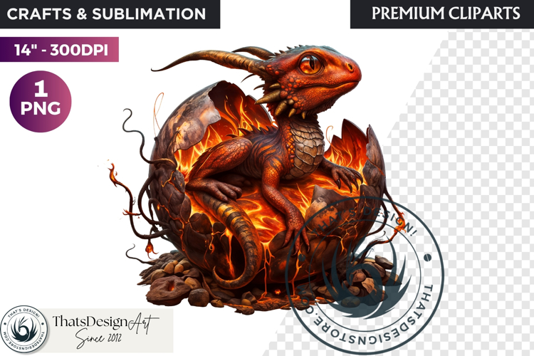 Cute Baby Dragon in a egg Clipart, dragon egg, Fantasy PNG