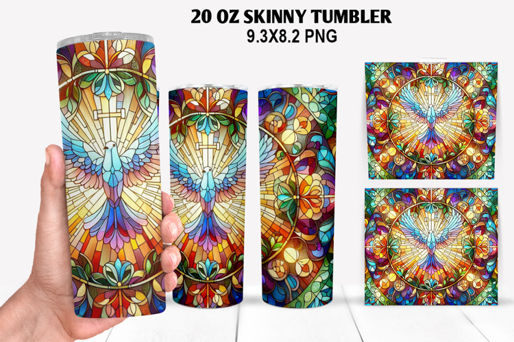 Dove Flower Skinny Tumbler 20oz Wrap Design, Easter Tumbler