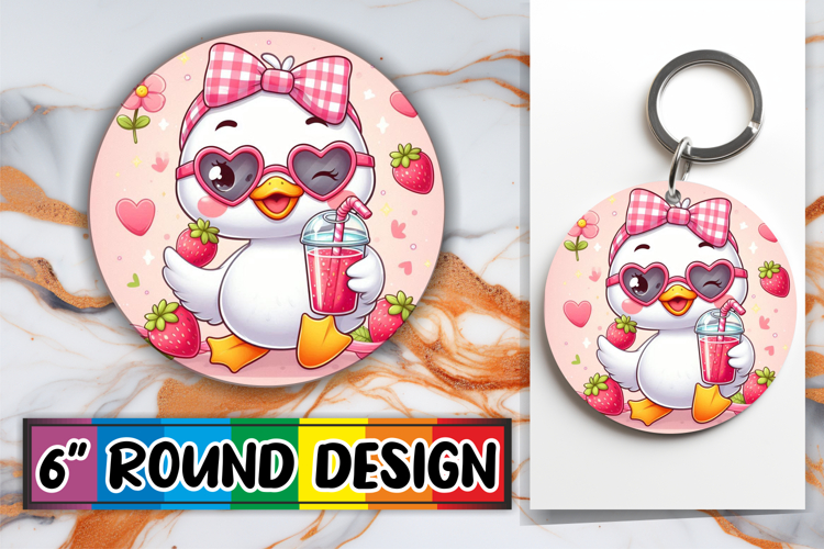 Joyful Circle Coasters Sublimation, Cute Goose example image 1