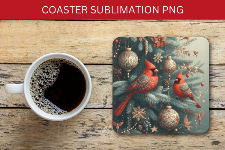 square coaster - cardinal bird